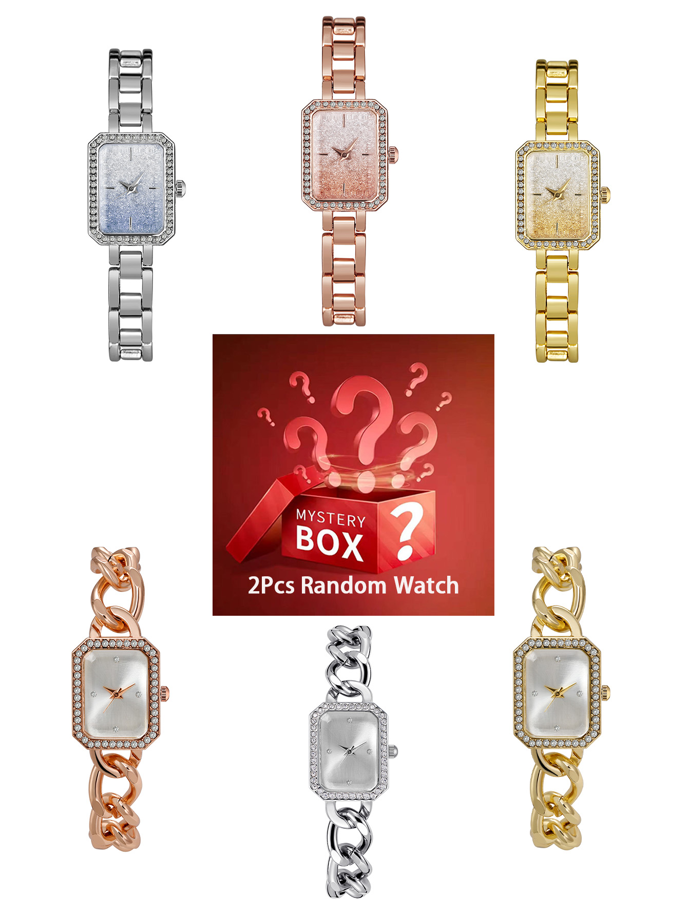 Luxury Watch Diamond - 2 adet kadın saati gizem kutusu