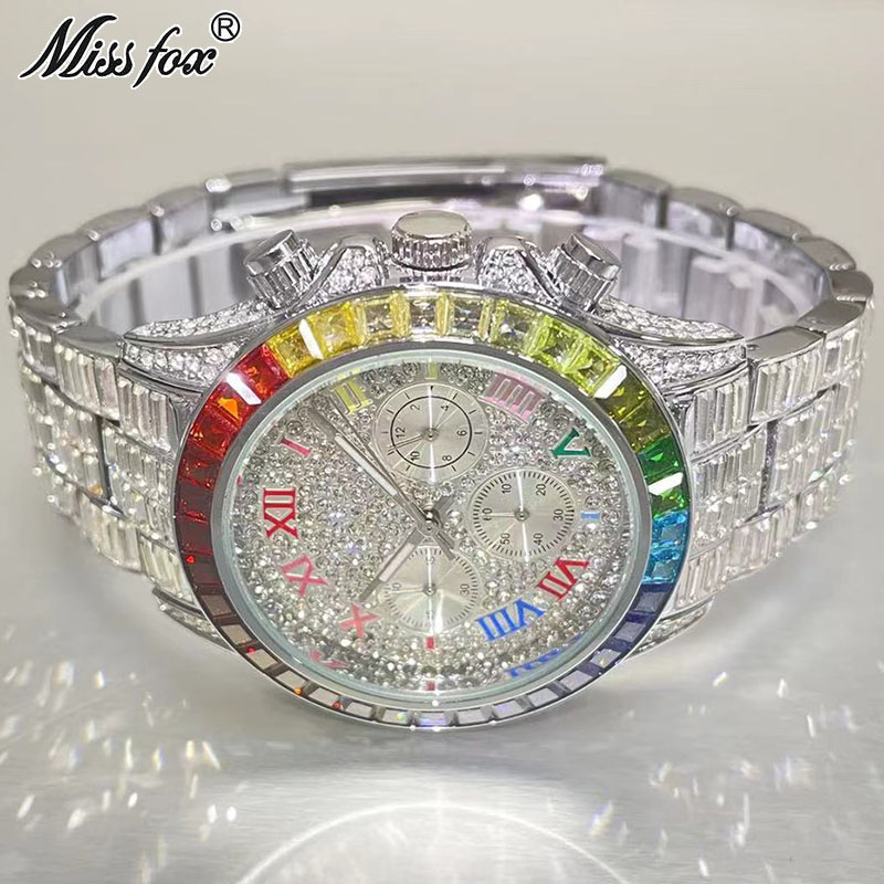 Luxury Watch Name - MISSFOX lüks buzlu erkekler için moda