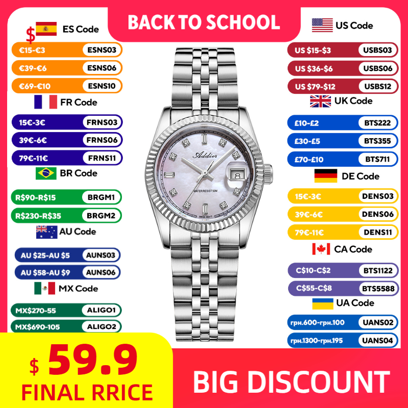 Luxury Watch For Women - ADDIES 585 Kuvars kadın Saatleri Safir