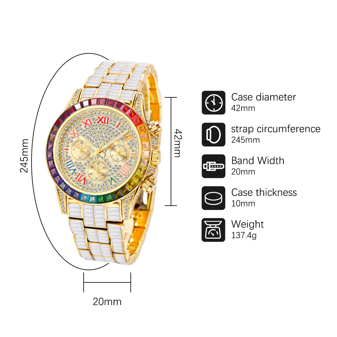 MISSFOX lüks buzlu erkekler iç - Luxury Watch Name incelemesi ve fiyatı